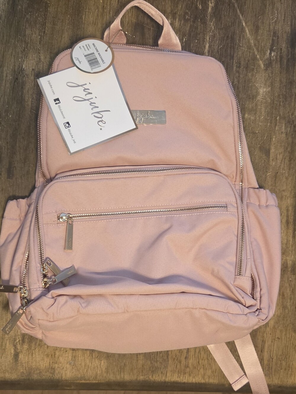 Ju-Ju-Be Pink Convertible Backpack with Front Zip Pocket